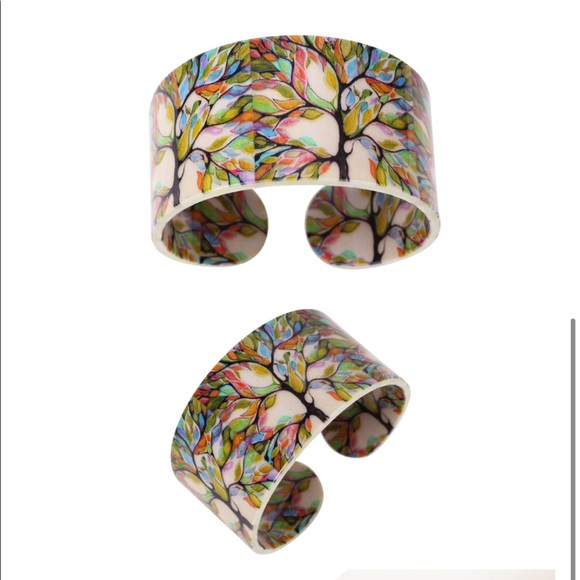 NEW Tree of Life Adjustable Acrylic Bangle Cuff - Picture 9 of 13